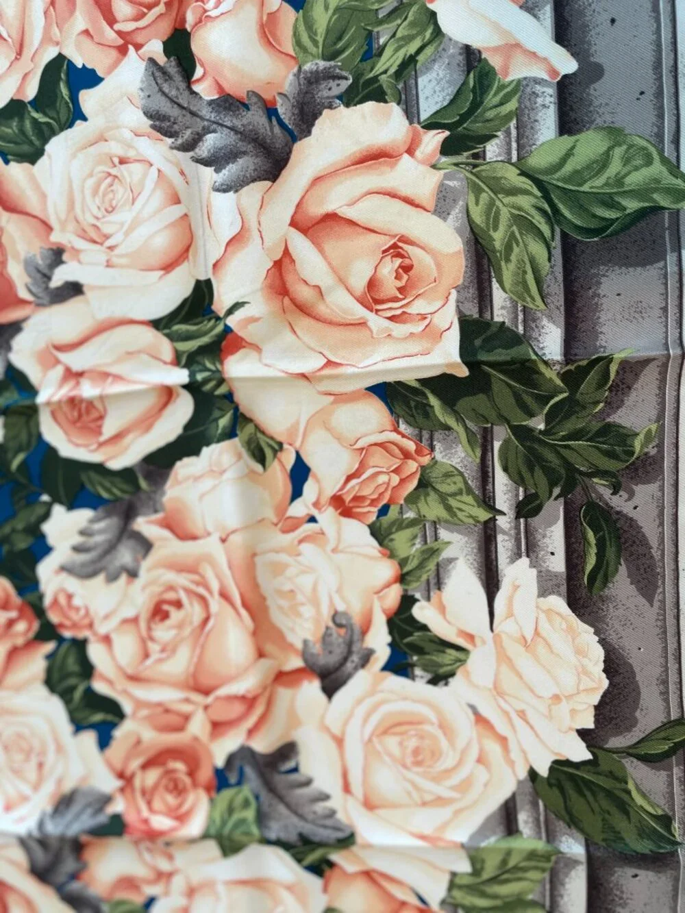 Vintage Christian Silk Scarf with Roses & Polka Dots